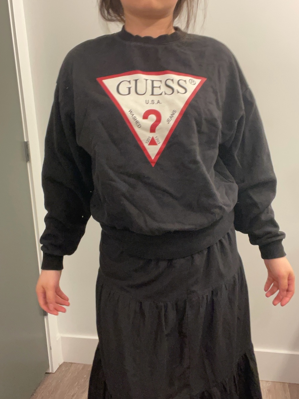 Guess Black Sweatshirt with Red & White Triangle Logo